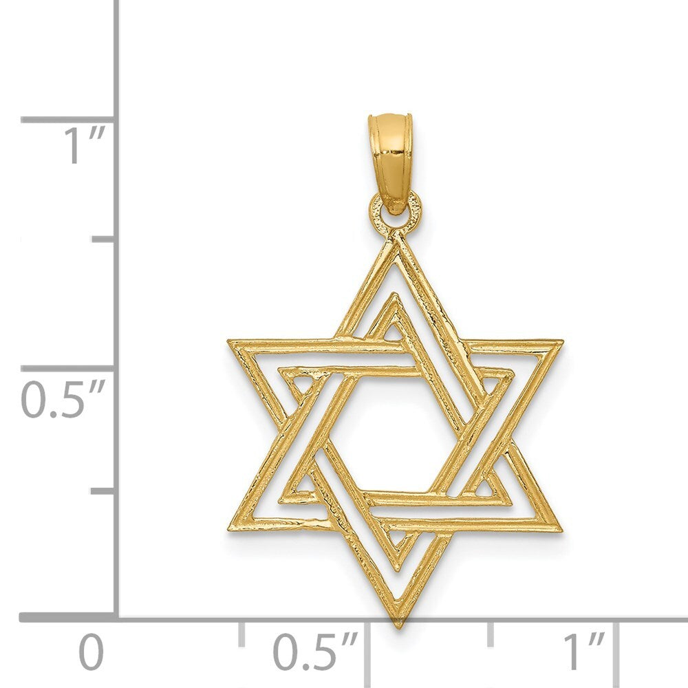 14k Yellow Gold Star of David Pendant