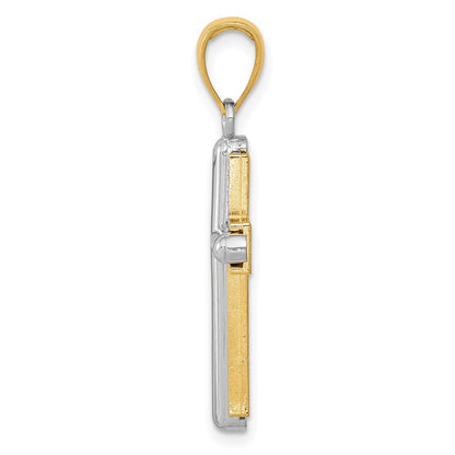 14k Two-tone Gold Cross Pendant for Women