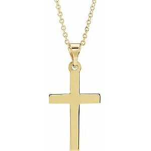 14k Yellow Gold Cross Pendant Necklace 18"