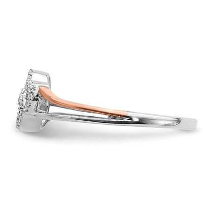 14k White and Rose Gold Diamond Polished Double Heart Ring