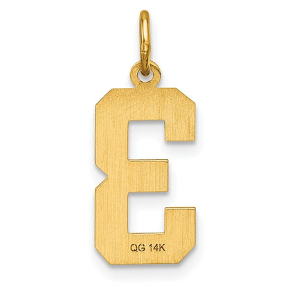 14k Yellow Gold Medium Diamond-cut Number 3 Charm