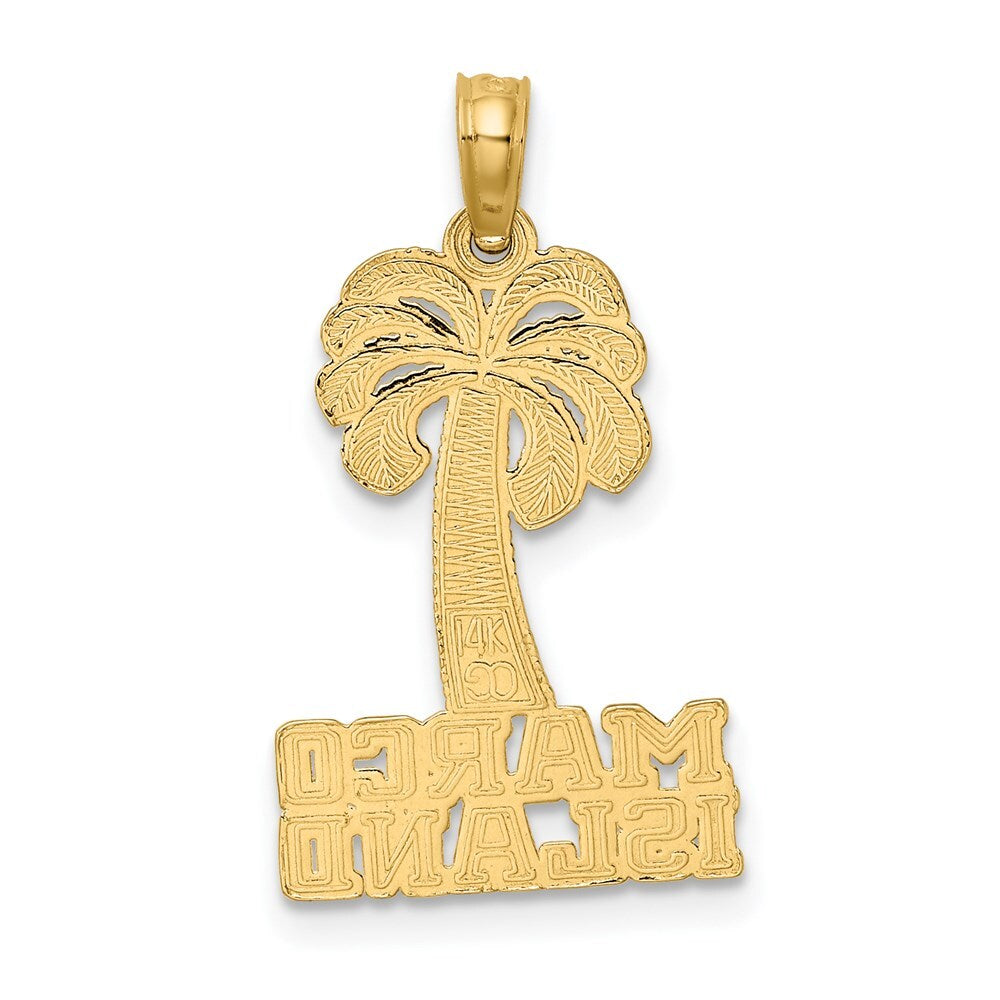 14k Yellow Gold MARCO ISLAND Palm Tree Charm Pendant for Women