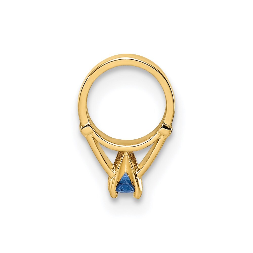 14k Yellow Gold 3D Ring with Dark Blue Glass Stone Charm Pendant for Women
