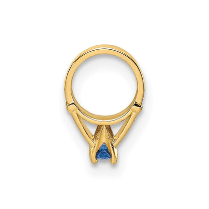14k Yellow Gold 3D Ring with Dark Blue Glass Stone Charm Pendant for Women