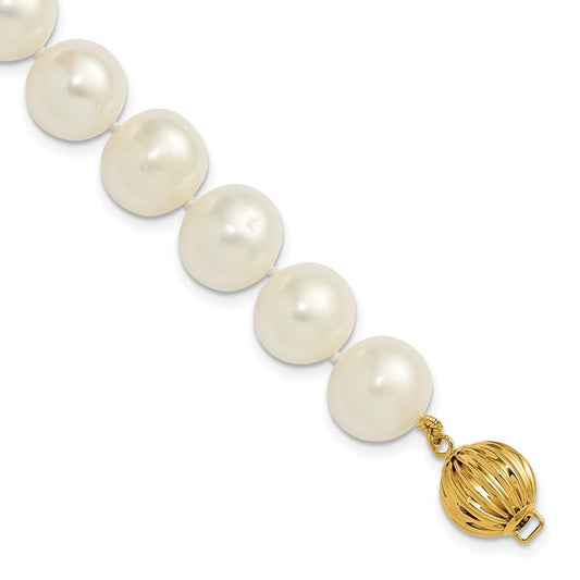 14k Yellow Gold 10-11mm Near-Round White Cultured Pearl 7.5" Bracelet