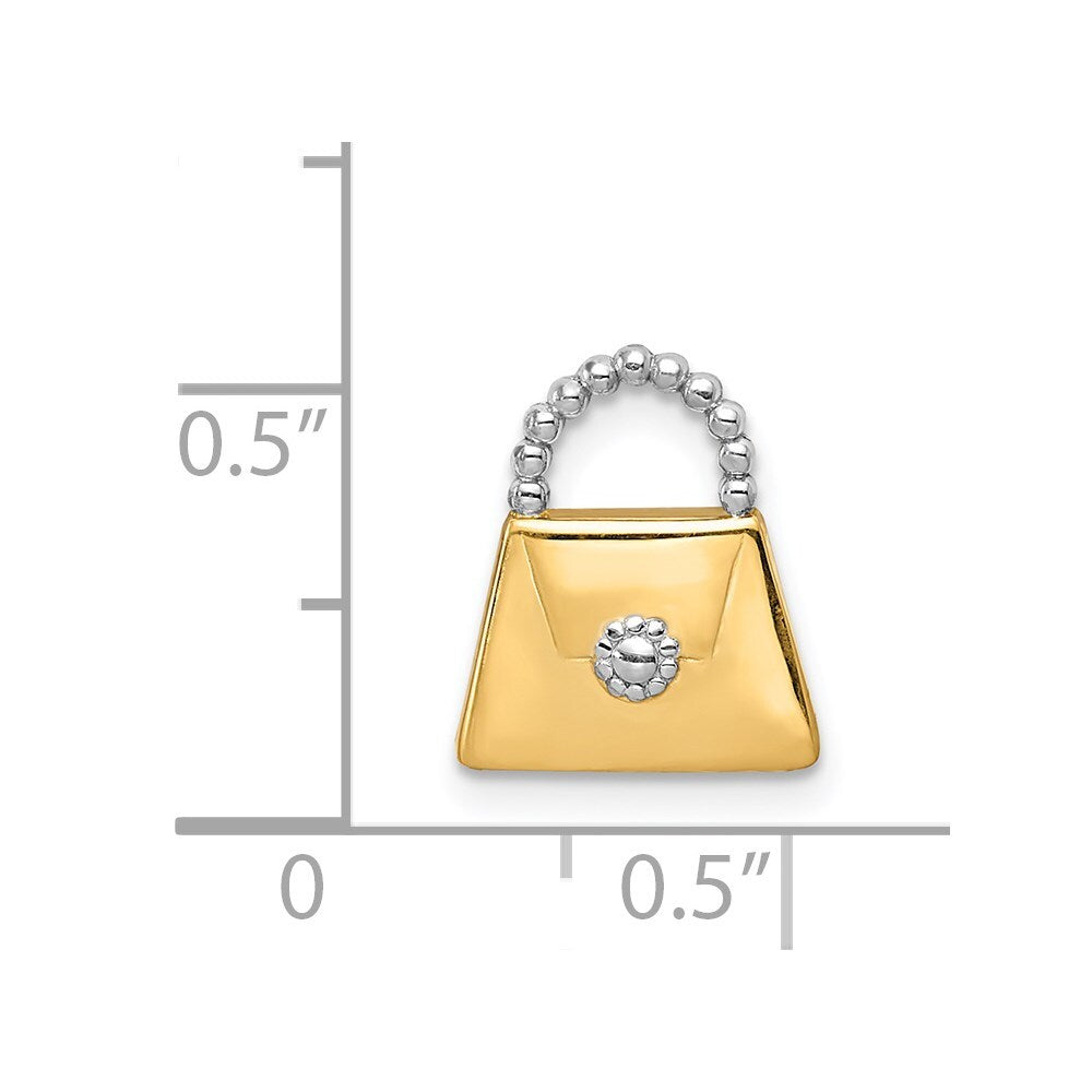 14k Yellow Gold and Rhodium Purse Slide Pendant for Women