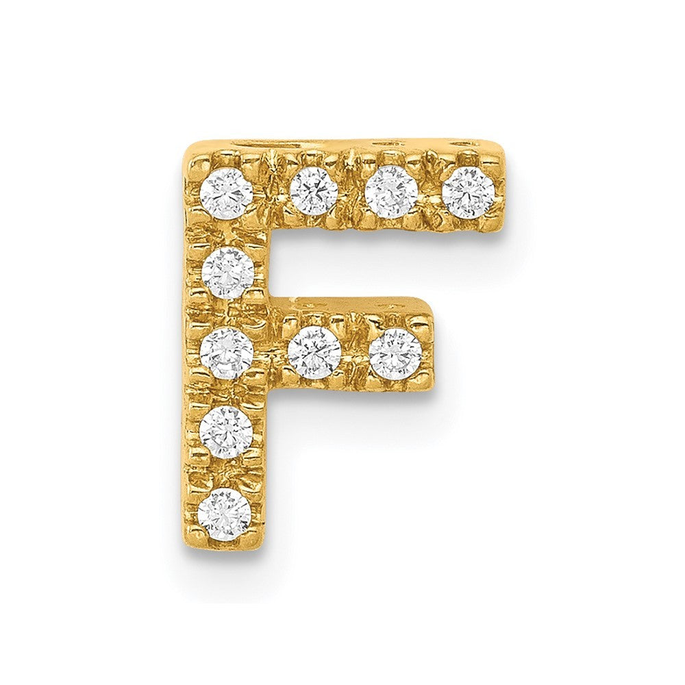 14k Yellow Gold  Diamond Letter F Initial Charm