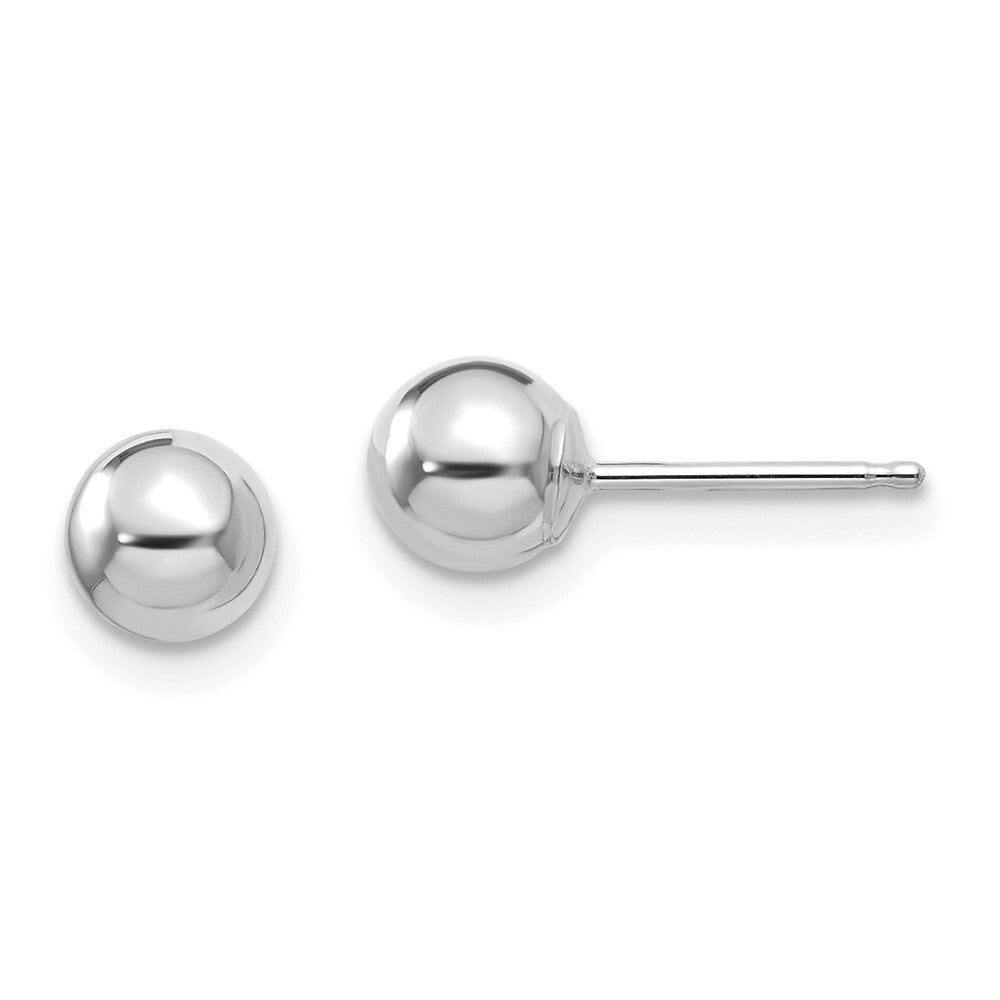 14k White Gold Polished 5mm Ball Stud Earrings Gift for Women