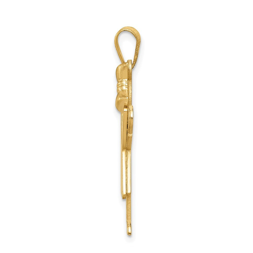 14k Yellow Gold Solid Engravable Girl with Bow on Right Charm