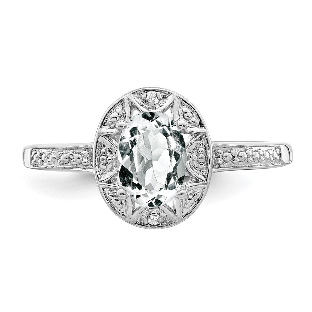 Sterling Silver Rhodium-plated Diamond & White Topaz Ring