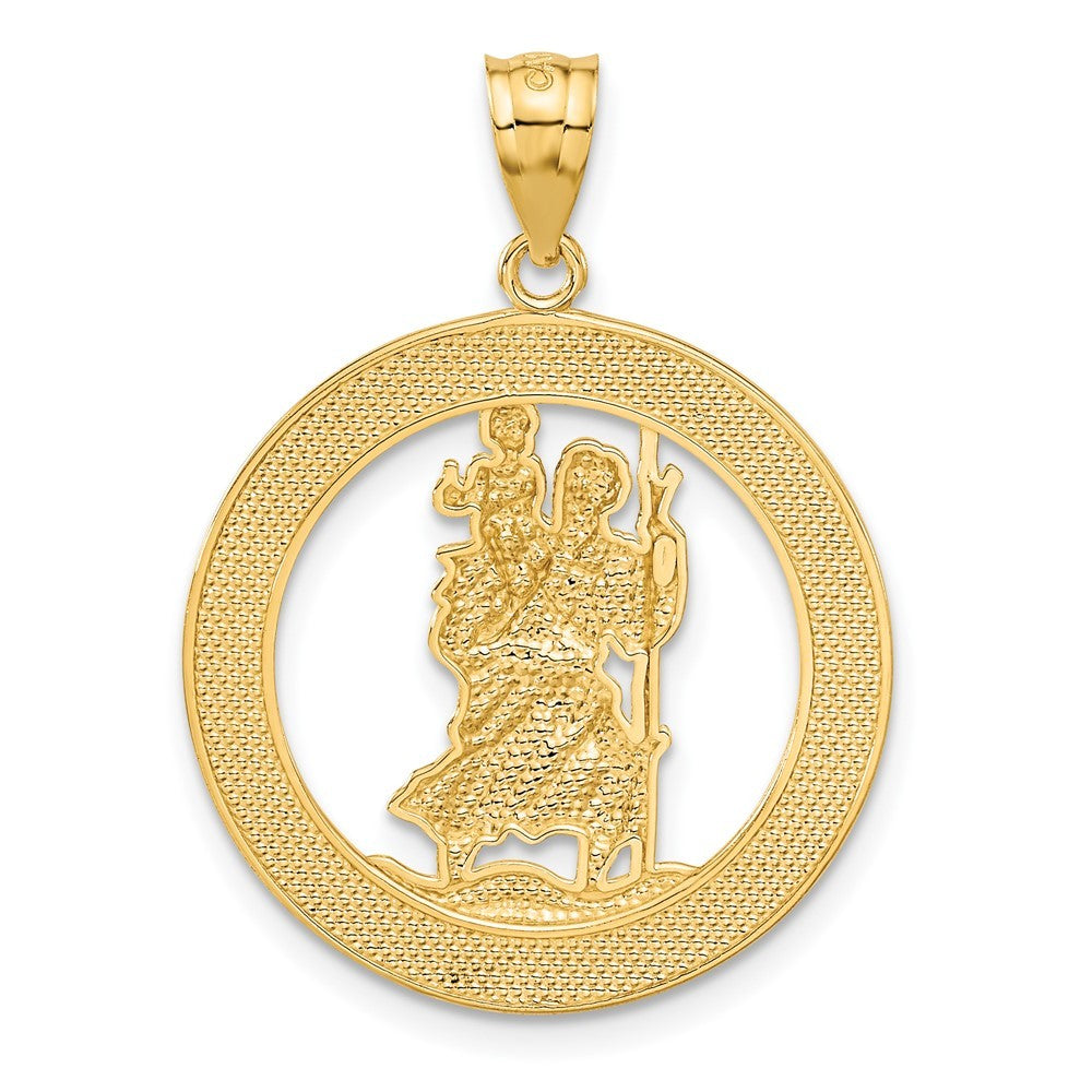 14k Yellow Gold w Rhodium St Christopher Pendant