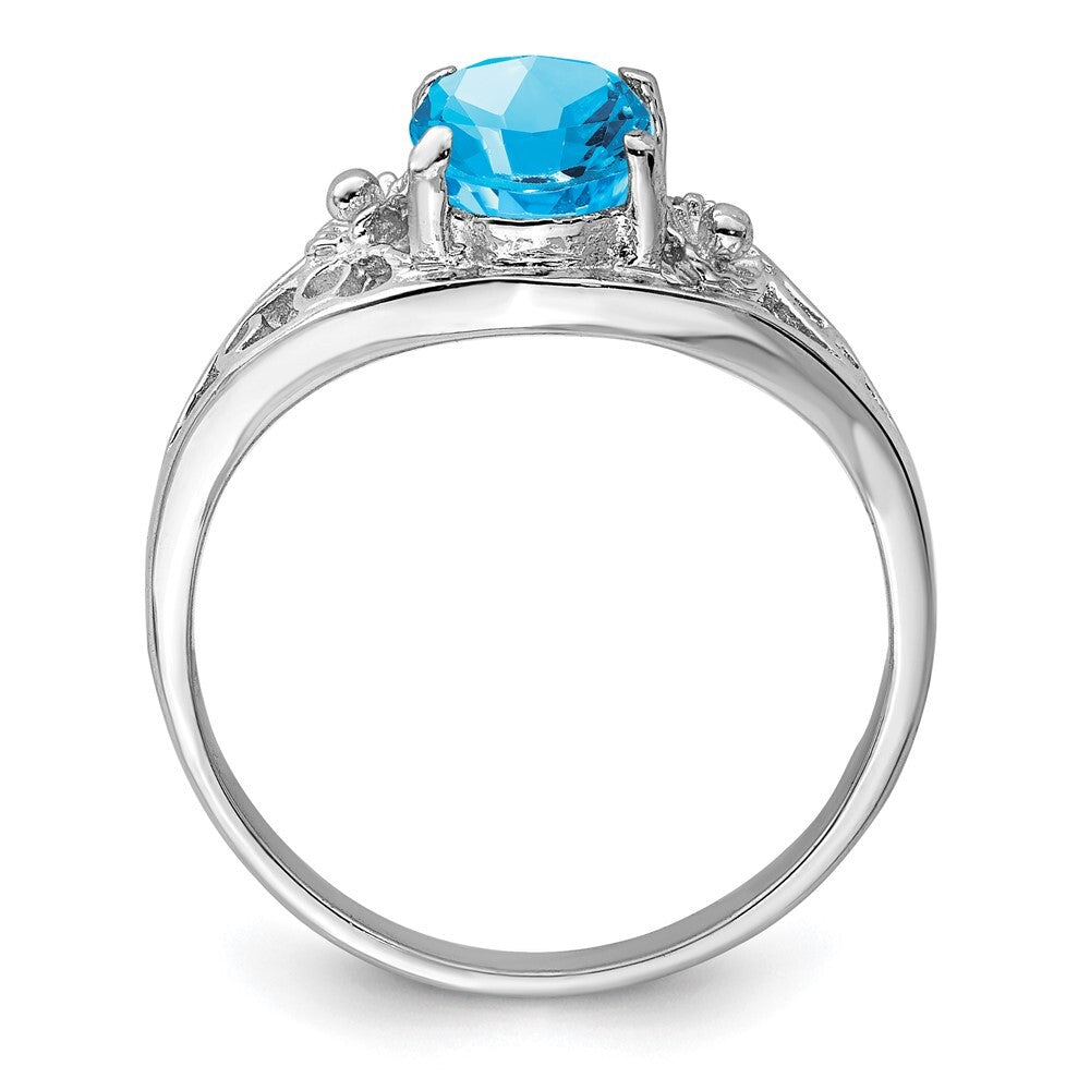 Sterling Silver Rhodium Blue Topaz Ring Size 8