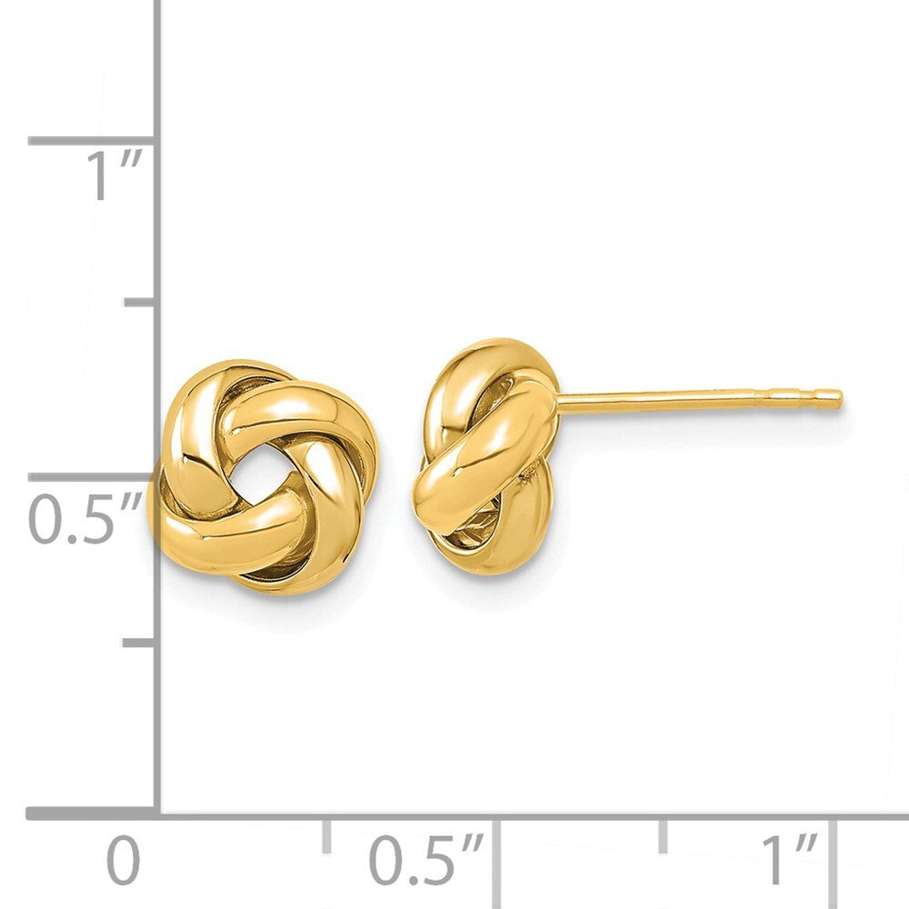 14k Yellow Gold Polished Love Knot Stud Earrings Gift for Women