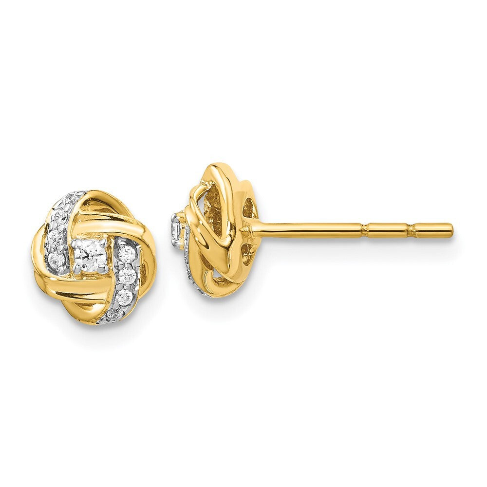 14k Yellow Gold Diamond Knot Stud Earrings