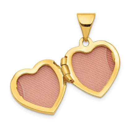 14k Yellow Gold 13mm Textured Heart Locket Pendant