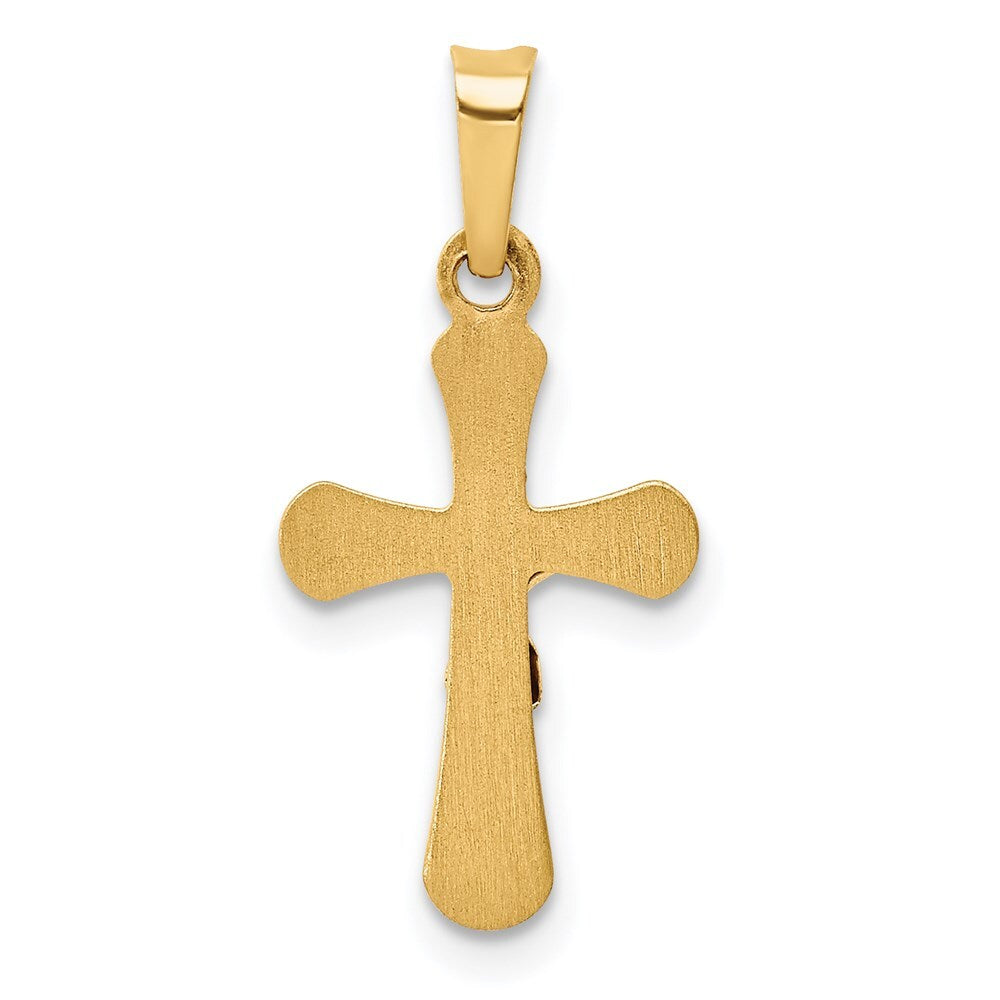 14k Yellow Gold Rhodium Polished INRI Rounded Crucifix Pendant for Women