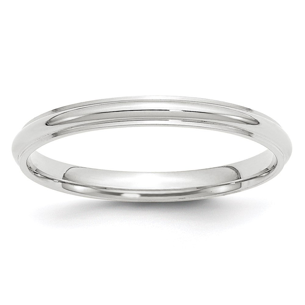14k White Gold 2.5mm Half Round with Edge Wedding Band Ring Size 6.5