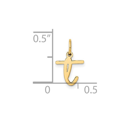 14k Yellow Gold Lower case Letter T Initial Charm Pendant for Women