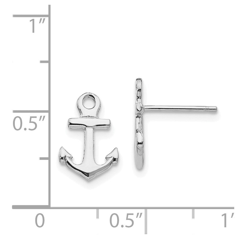 14K White Gold Anchor Stud Earrings