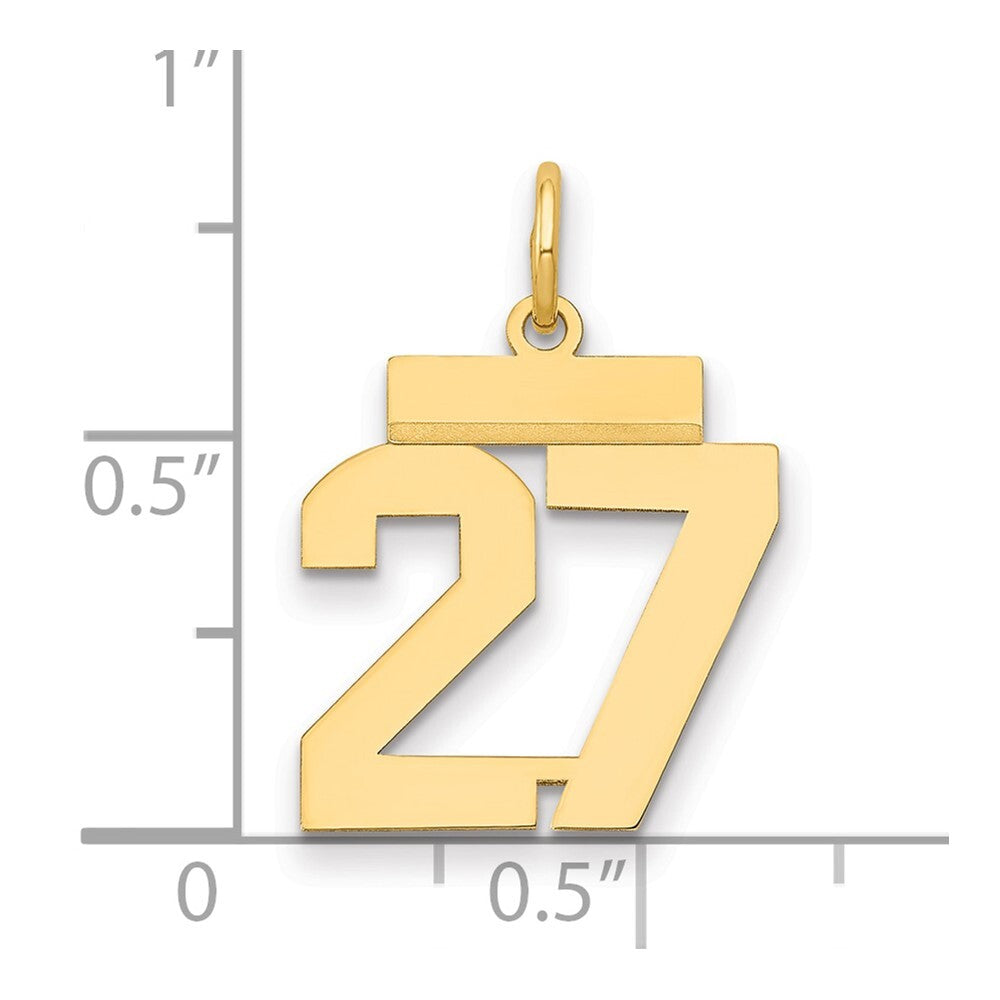 14k Yellow Gold Small Polished Number 27 Charm Pendant for Women