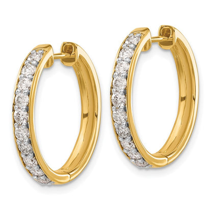 14k Yellow Gold Diamond Hinged Hoop Earrings