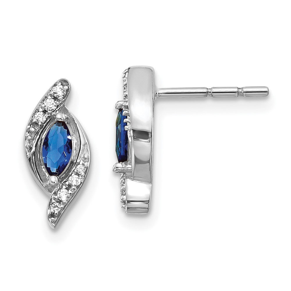 14k White Gold Diamond and Sapphire Earrings