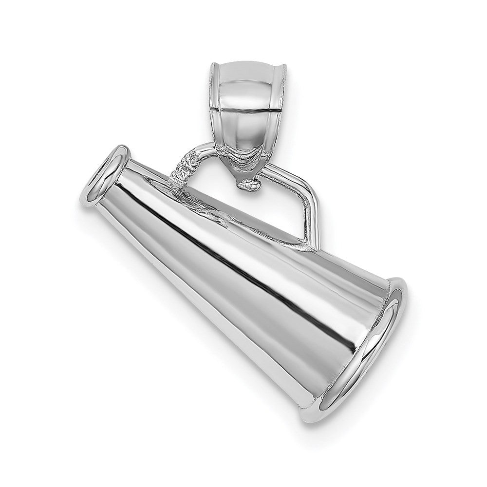 14K White Gold 3-D Megaphone Charm Pendant