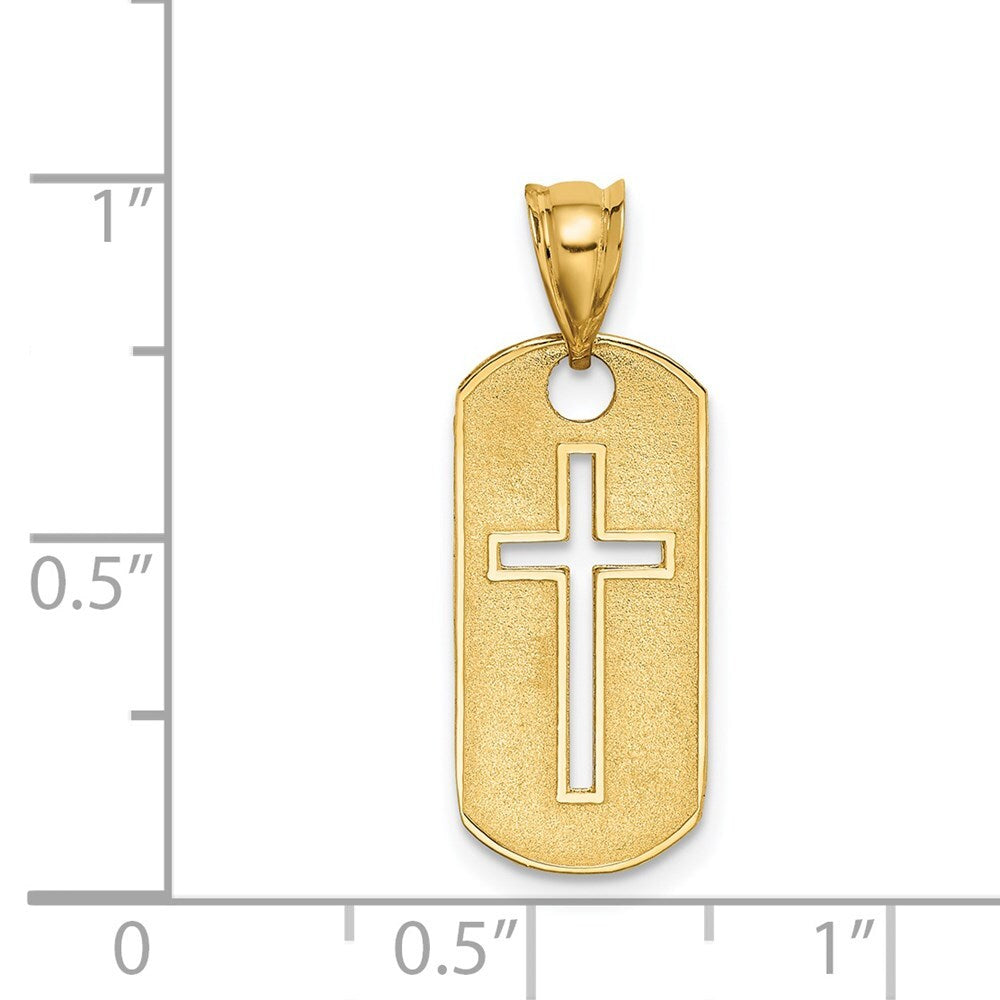14k Yellow Gold Polished Cross Cut-out Pendant for Women