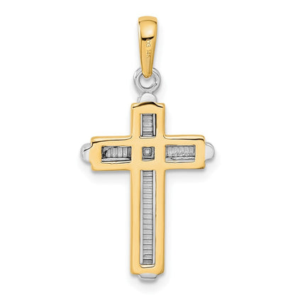 14k Two-tone Gold Cross Pendant for Women