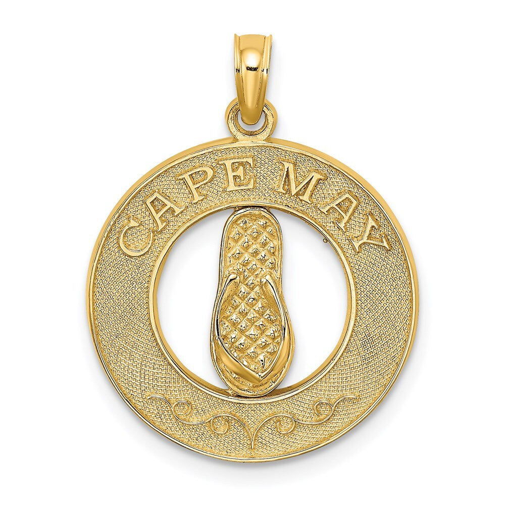 14k Yellow Gold CAPE MAY  Flip-Flop Charm Pendant for Women