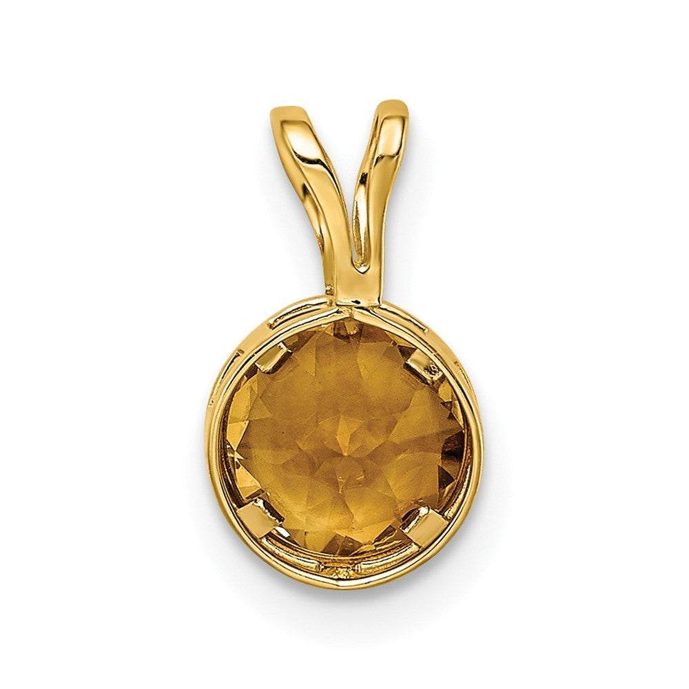14k Yellow Gold 6mm Citrine bezel pendant