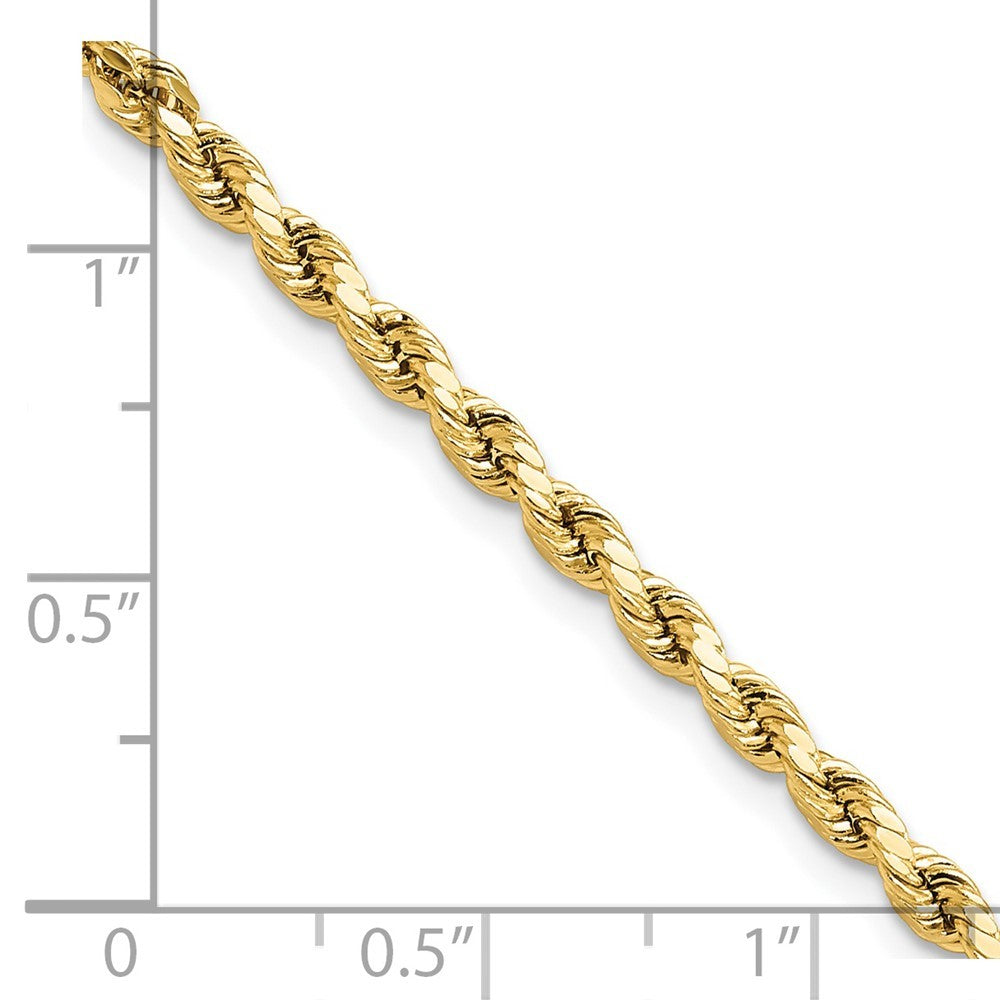 14k Yellow Gold 8 inch 3mm Semi Solid Diamond-cut Rope Chain Bracelet