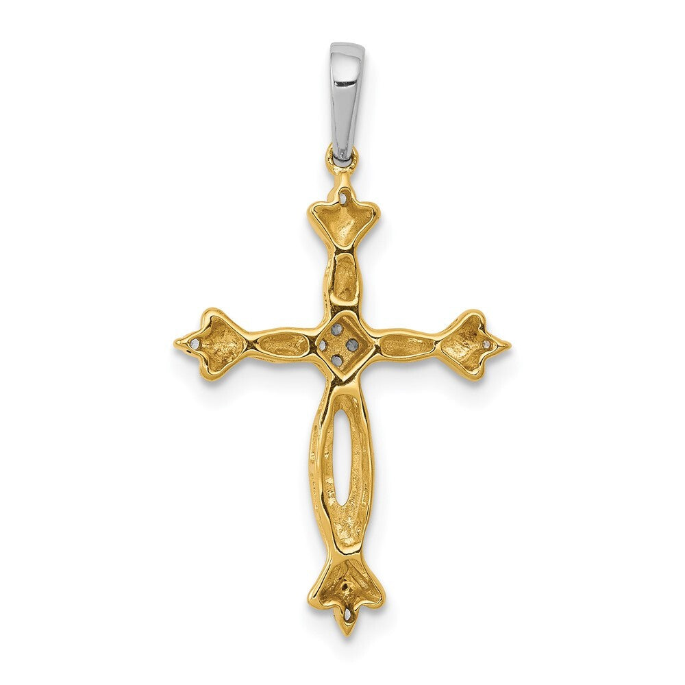 14k Two-tone Gold 1/20ct. Diamond Cross Pendant for Women