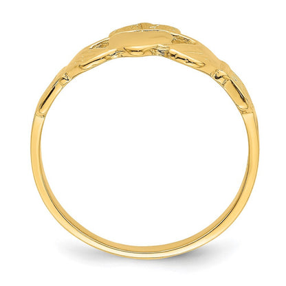 14K Yellow Gold Polished Claddagh Ring Size 7