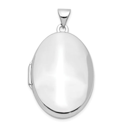 14k White Gold Polished Domed Oval Locket Pendant for Women