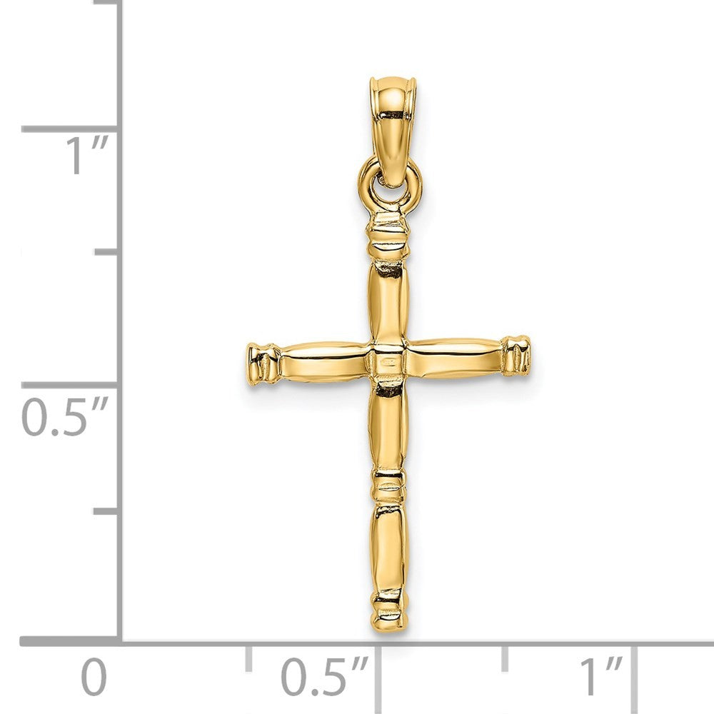 14k Yellow Gold 3-D Polished Cross Charm