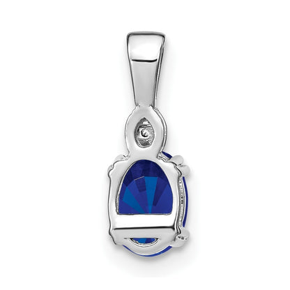 14k White Gold Oval Sapphire and Diamond Pendant