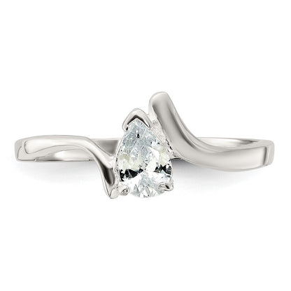 Sterling Silver Pear Shaped Cubic Zirconia Ring Size 8