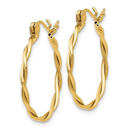 14k Yellow Gold Polished Twisted Circle Hoop Earrings Gift for Women