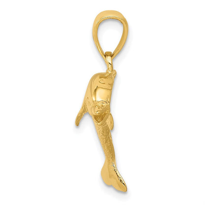 14k Yellow Gold Jumping Dolphin Pendant for Women