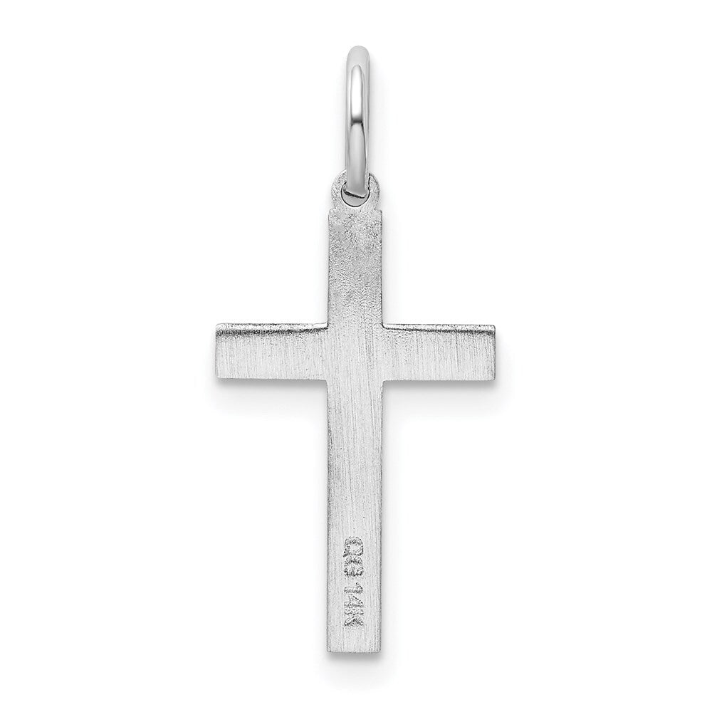 14k White Gold Laser Designed Cross Charm Pendant for Women