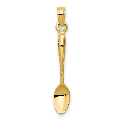 14k Yellow Gold 3-D Table Spoon Pendant