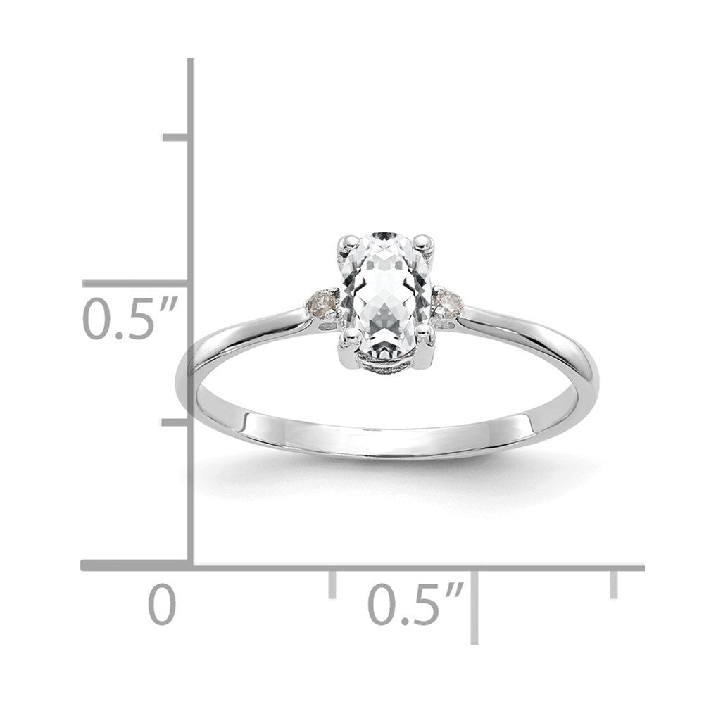 14k White Gold Diamond & White Topaz Birthstone Ring