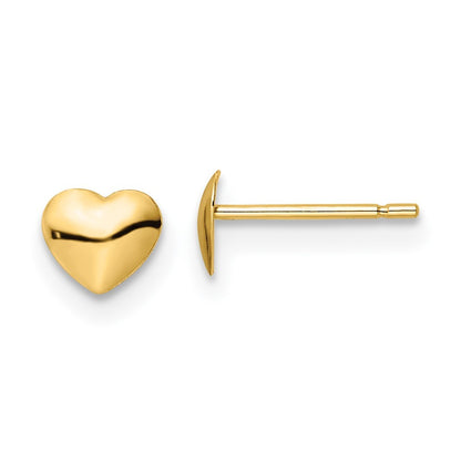 14k Yellow Gold Polished Heart Stud Earrings