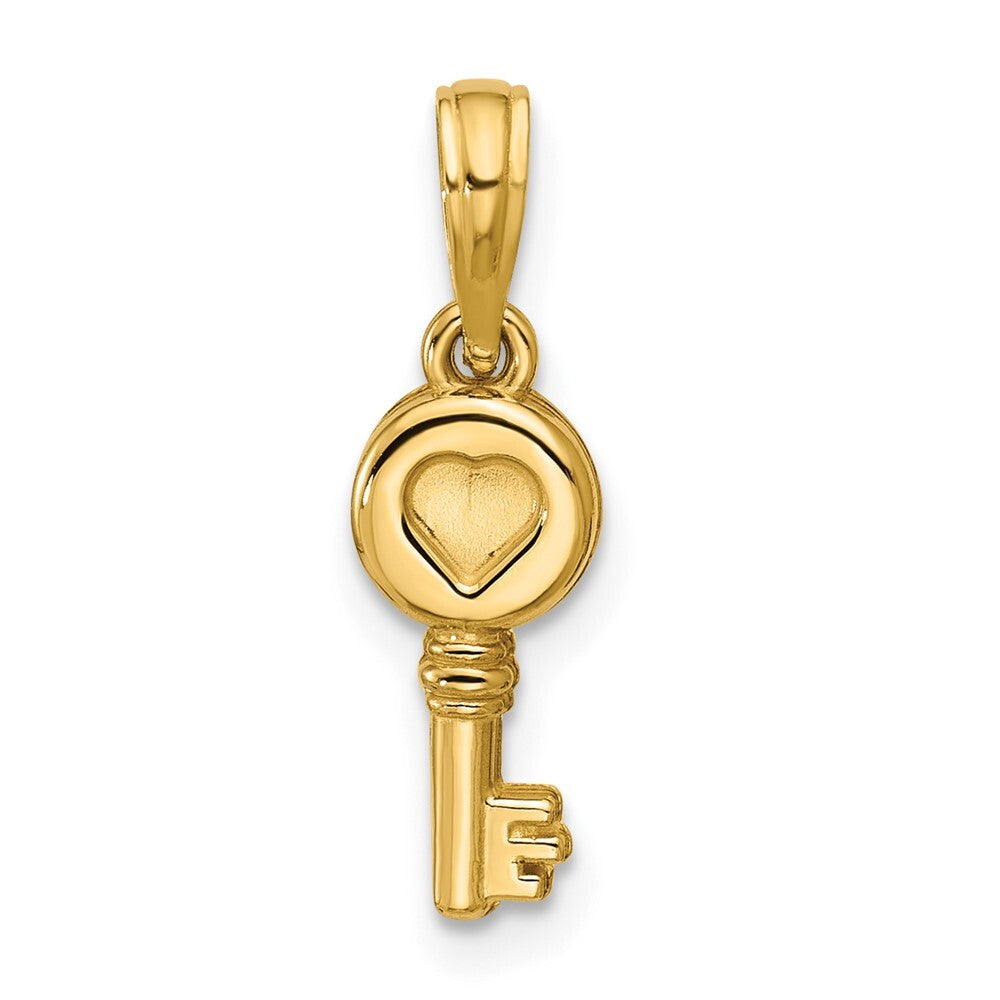 14k Yellow Gold Polished Heart Key Pendant for Women