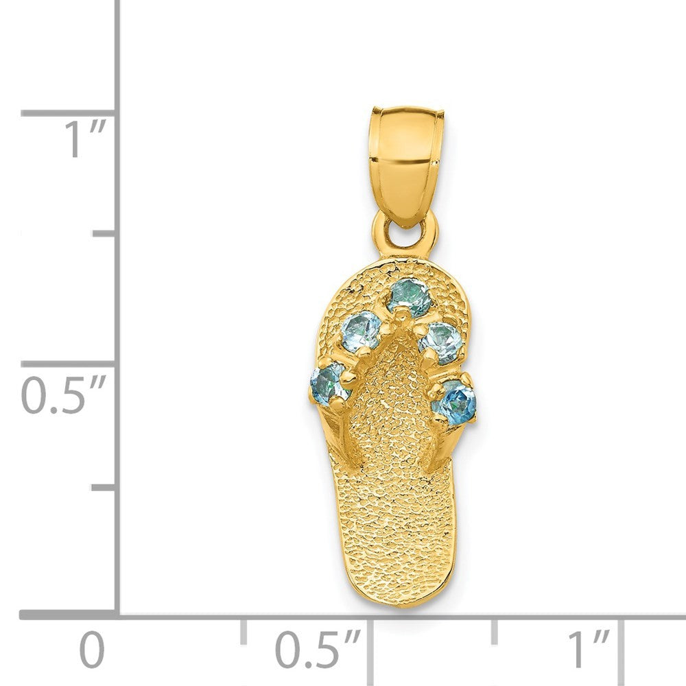 14k Yellow Gold 3D December/Cubic Zirconia Birthstone Flip Flop Pendant