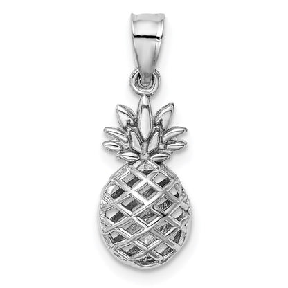 14k White Gold White Polished 3D Pineapple Pendant for Women