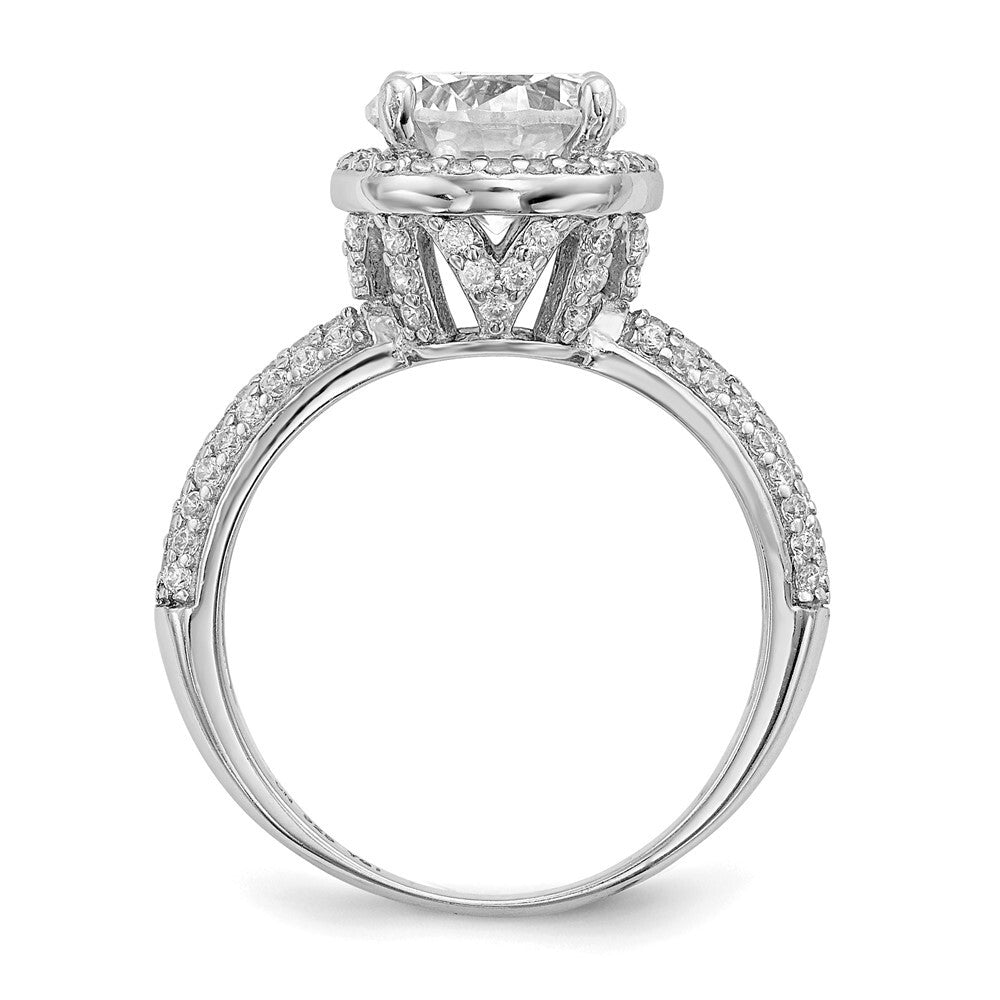 Sterling Silver Rhodium-plated Cubic Zirconia Pav� Ring Size 6