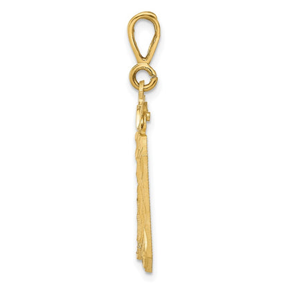 14k Yellow Gold Small Brushed Diamond-cut Number 30 Charm Pendant for Women