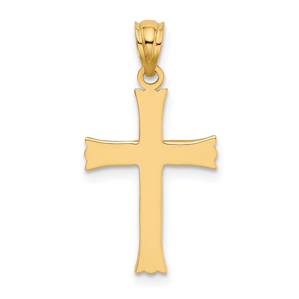 14k Yellow Gold Satin Cross Charm Pendant for Women